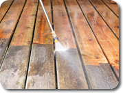 Wood deck pressure washing
